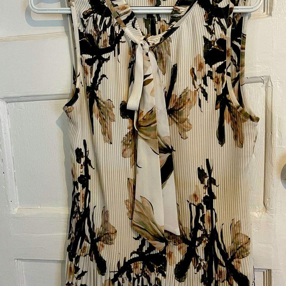 DKNY sleeveless bow tie blouse.